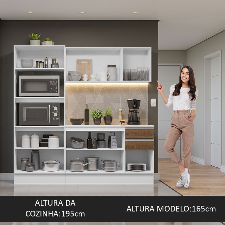 Armário de Cozinha Compacta 100% MDF 190 cm Branco/Rustic/Crema Smart Madesa 01