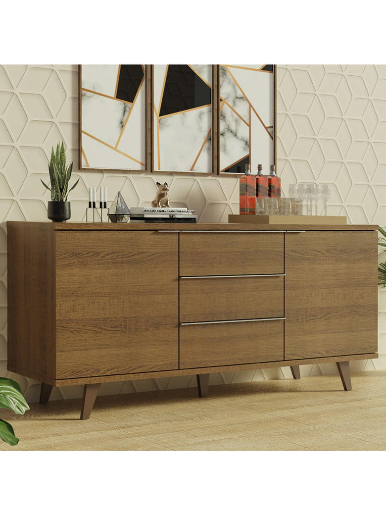 Buffet Aparador Madesa 3 Gavetas e 2 Portas com Pés Rustic