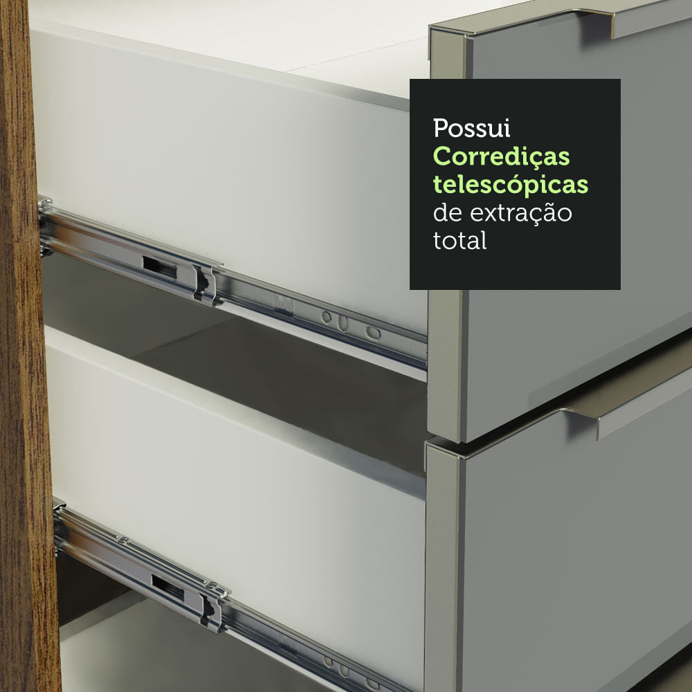 Armário de Cozinha Completa 240cm Rustic/Cinza Lux Madesa 02