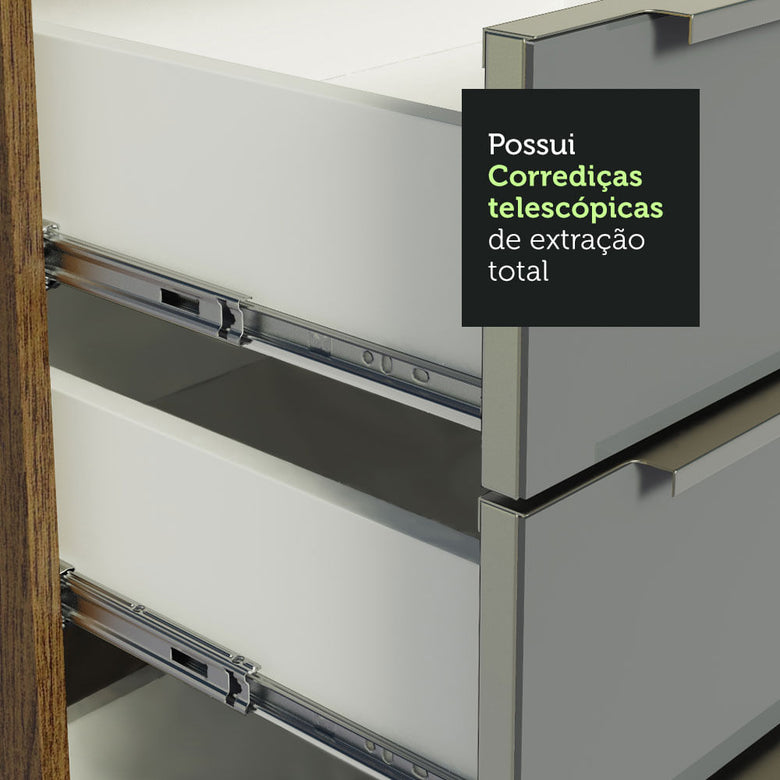 Armário de Cozinha Completa 240cm Rustic/Cinza Lux Madesa 02