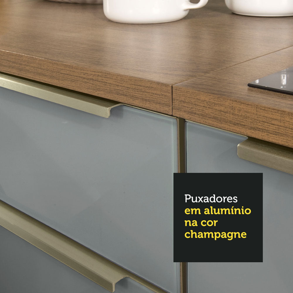 Armário de Cozinha Completa 240cm Rustic/Cinza Lux Madesa 02
