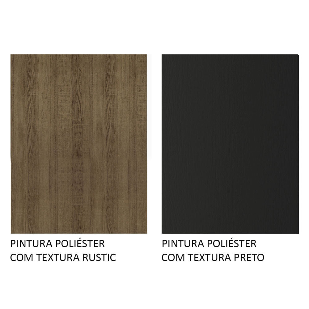 Armário de Cozinha Compacta 137cm Rustic/Preto Emilly Art Madesa 04