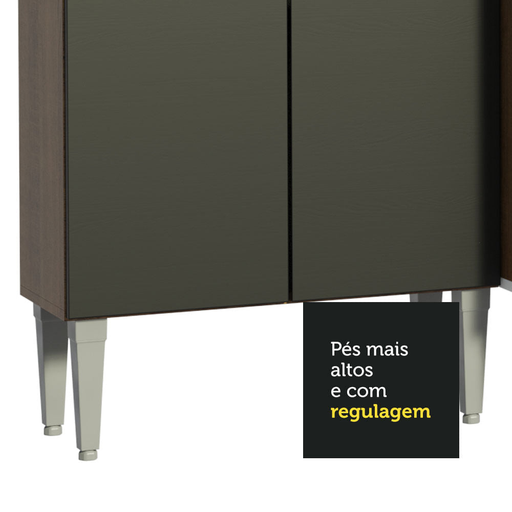 Armário de Cozinha Compacta 137cm Rustic/Preto Emilly Art Madesa 04