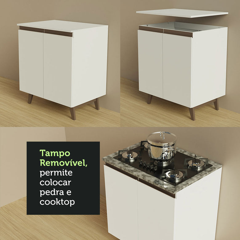 Armário de Cozinha Compacta 190cm Branco Reims Madesa 01