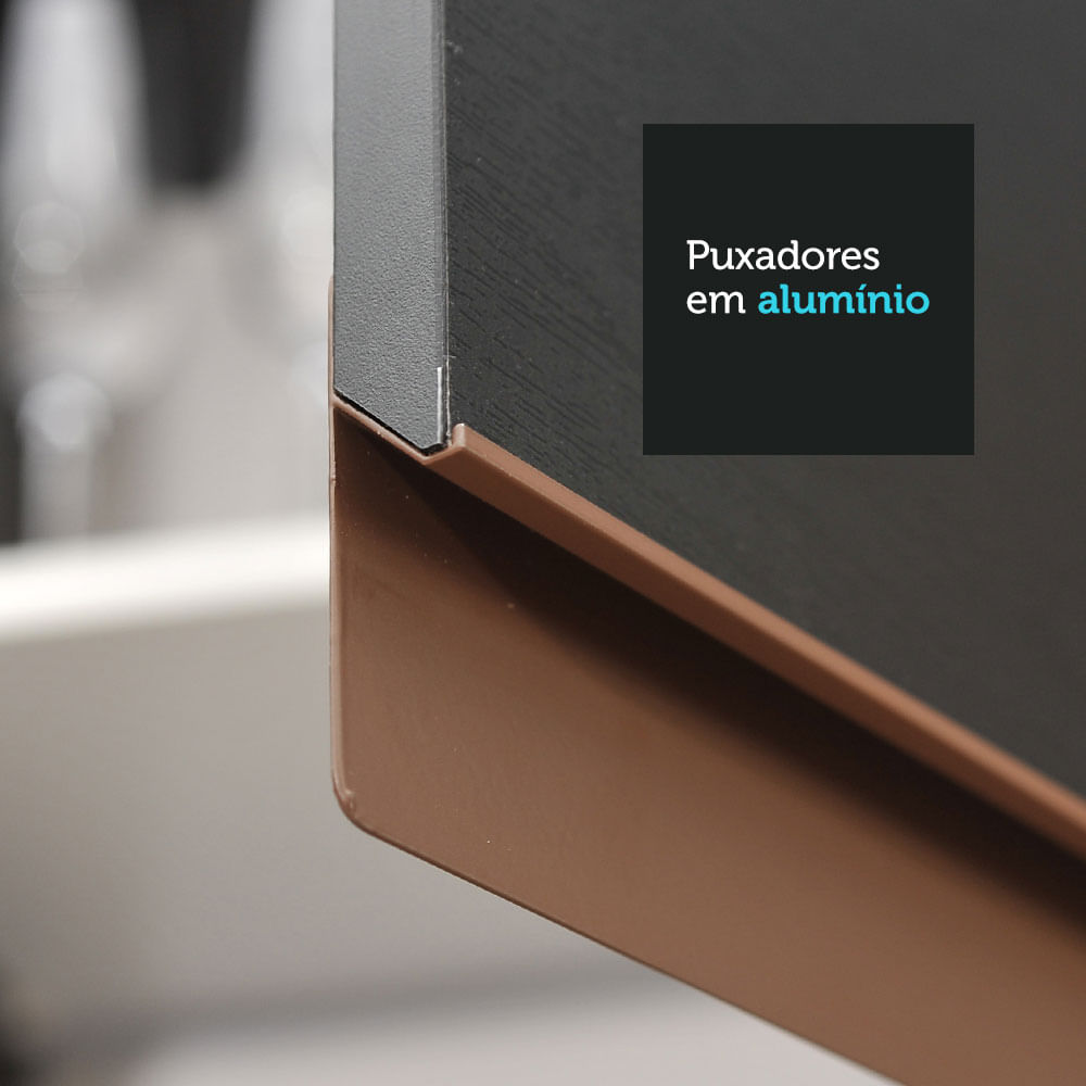 Armário de Cozinha Compacta 120cm Preto Reims Madesa 01