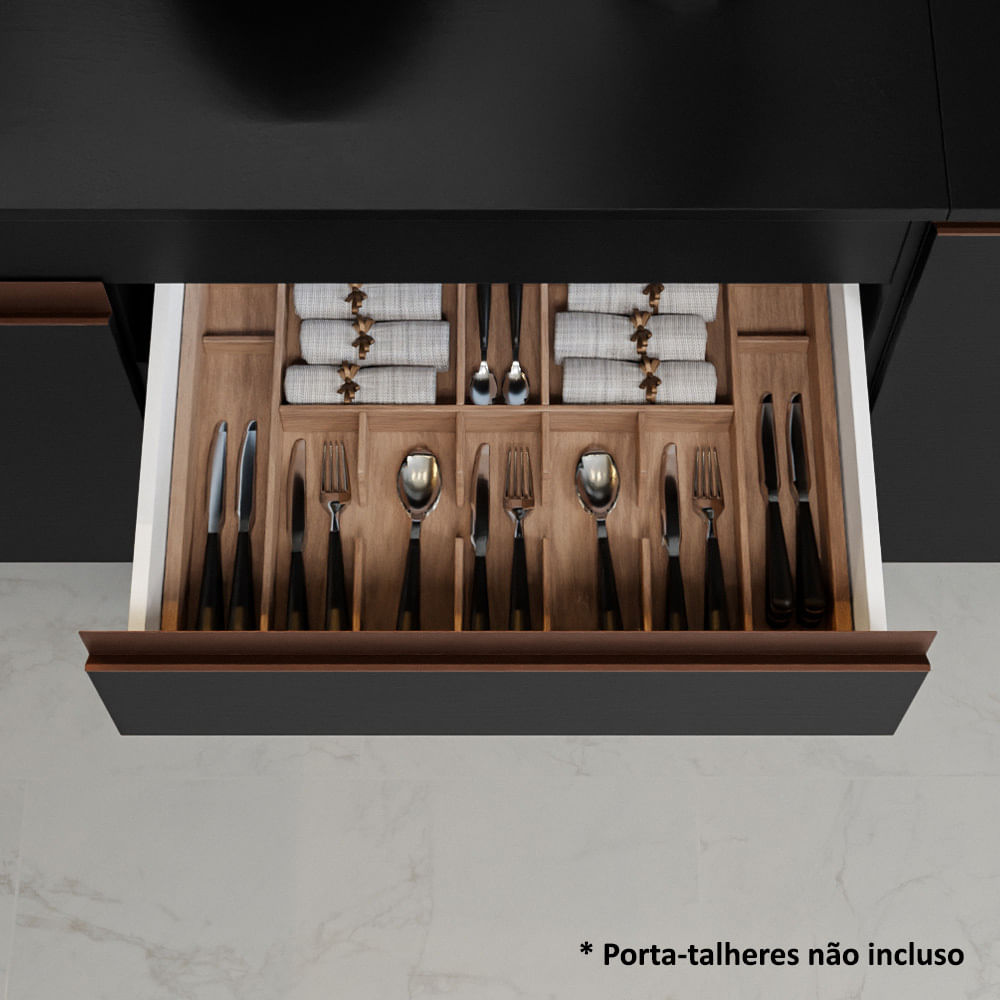 Armário de Cozinha Compacta 120cm Preto Reims Madesa 01