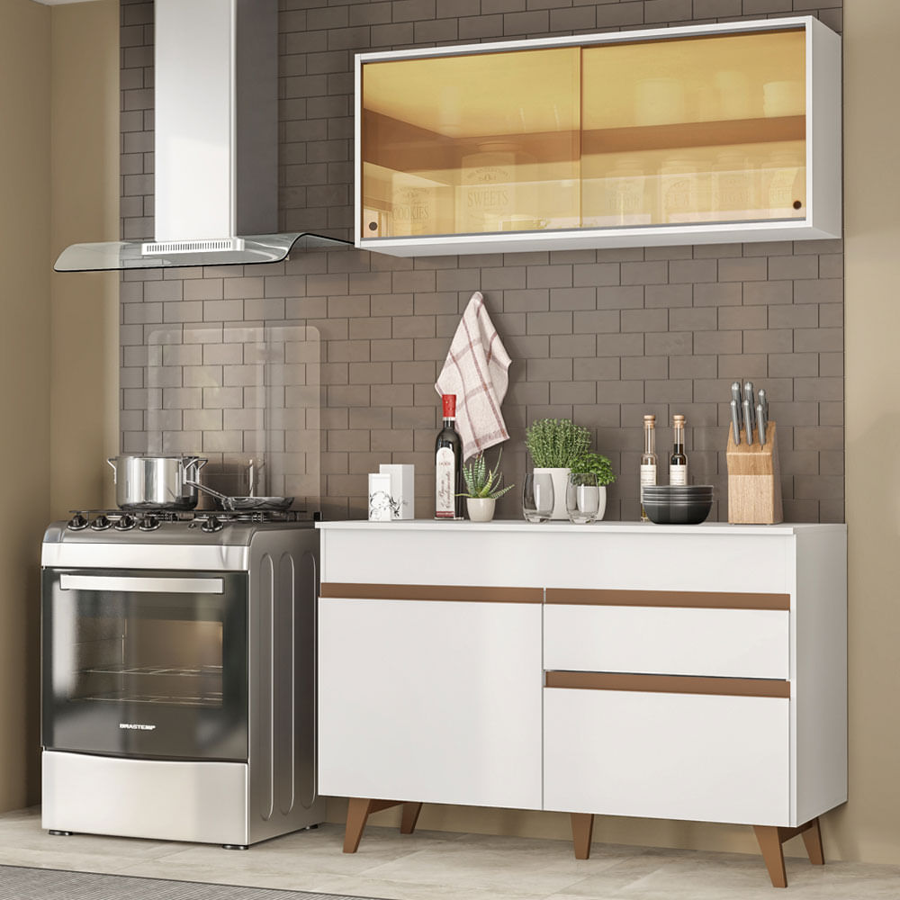 Armário de Cozinha Compacta 120cm Branco Reims Madesa 01 - Branco