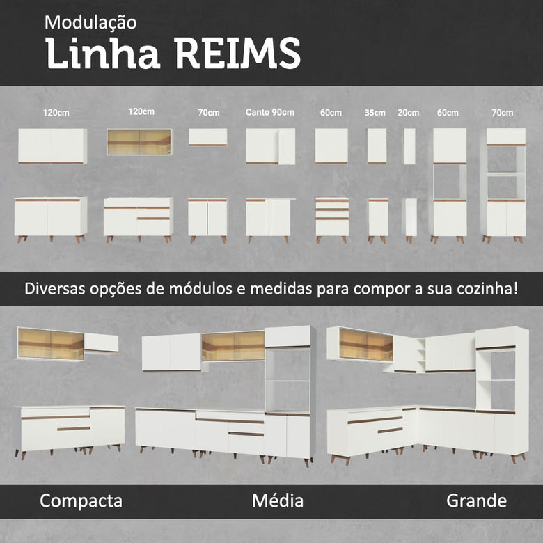 Armário de Cozinha Compacta 190cm Branco Reims Madesa 02