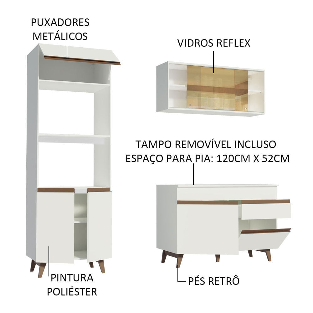 Armário de Cozinha Compacta 190cm Branco Reims Madesa 02