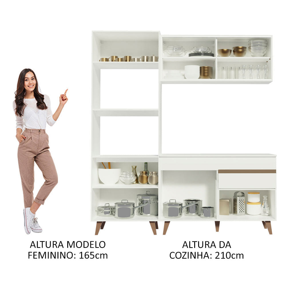 Armário de Cozinha Compacta 190cm Branco Reims Madesa 02