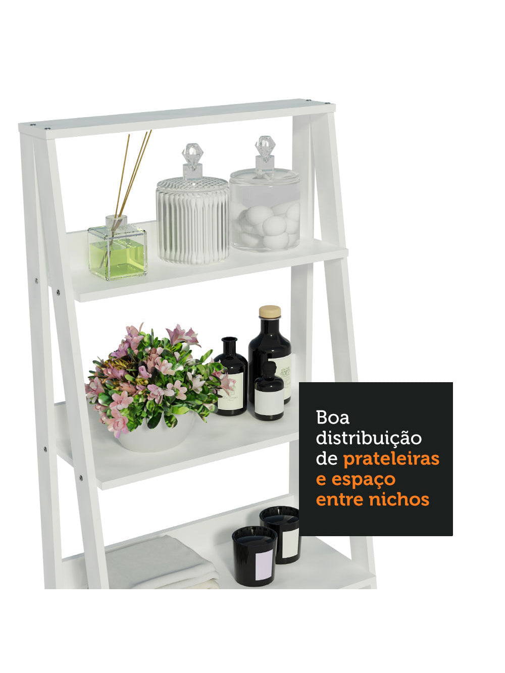Estante Organizadora Multiuso para Banheiro com 4 Prateleiras Madesa Branco