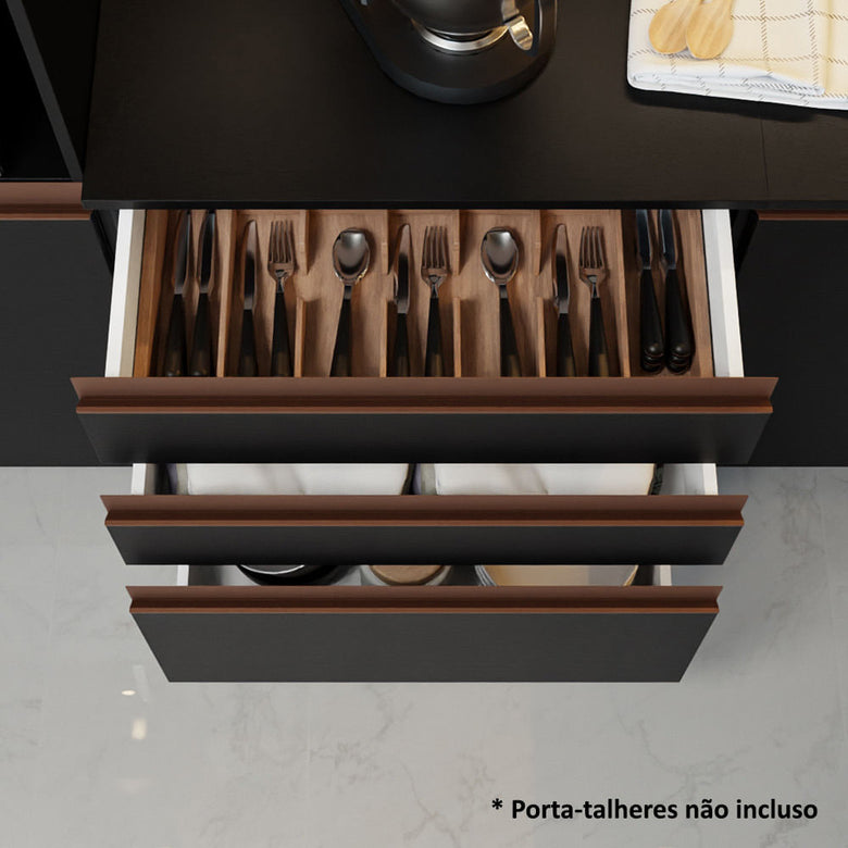 Armário de Cozinha Compacta 180cm Preto Reims Madesa 01