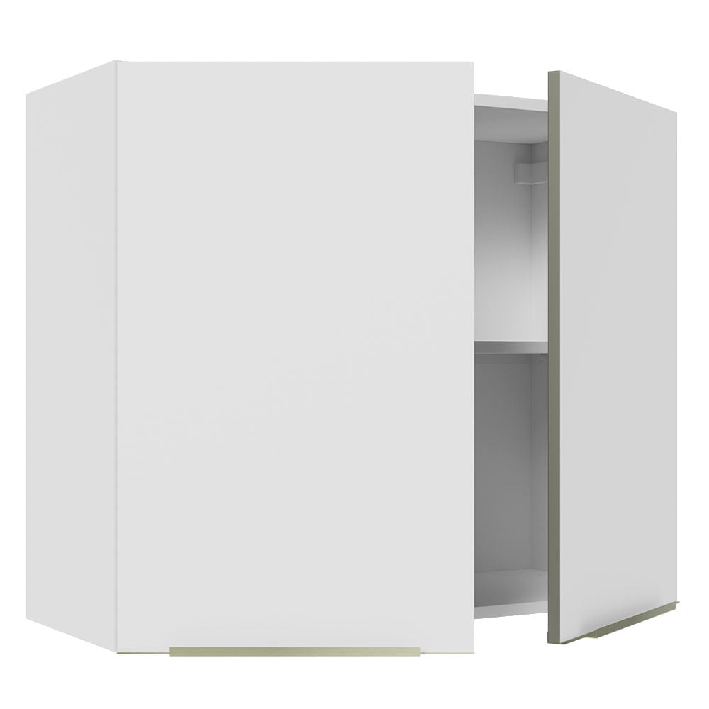 Armário Aéreo Madesa Lux 80 cm 2 Portas Branco/Branco Veludo