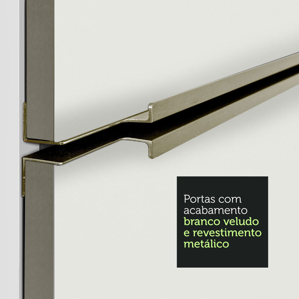 Armário Aéreo Madesa Lux 80 cm 2 Portas Branco/Branco Veludo