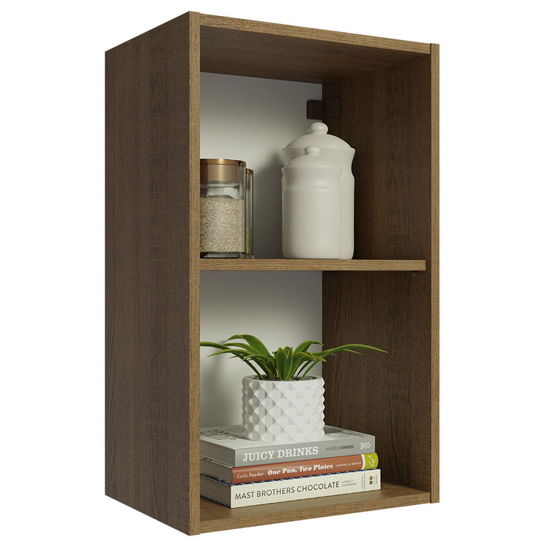 Armário Aéreo 40 cm com 2 Nichos Abertos para Cozinha Madesa Lux, Glamy, Agata, Stella Rustic