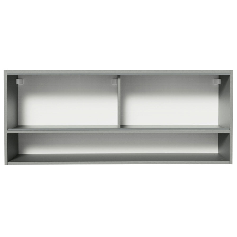 Armário Aéreo 2 Portas de Correr de Vidro Neutral e 1 Nicho Cinza Nice Madesa