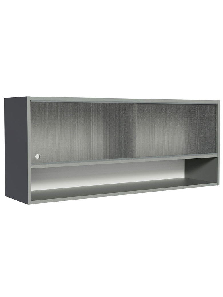 Armário Aéreo 2 Portas de Correr de Vidro Pontilhado e 1 Nicho Cinza Nice Madesa