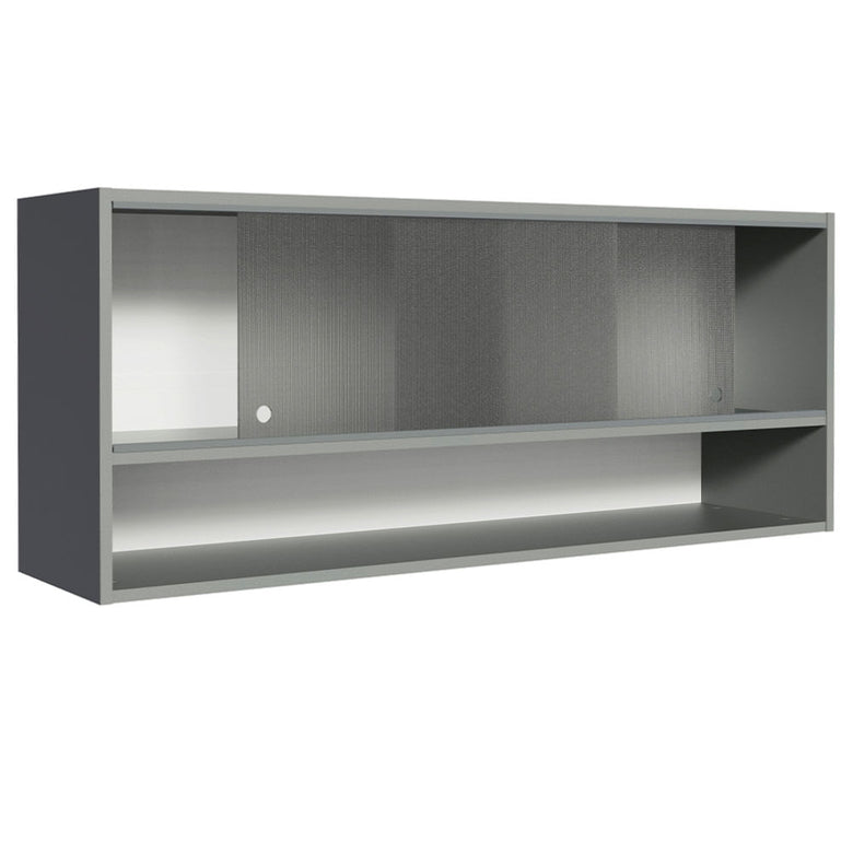 Armário Aéreo 2 Portas de Correr de Vidro Pontilhado e 1 Nicho Cinza Nice Madesa