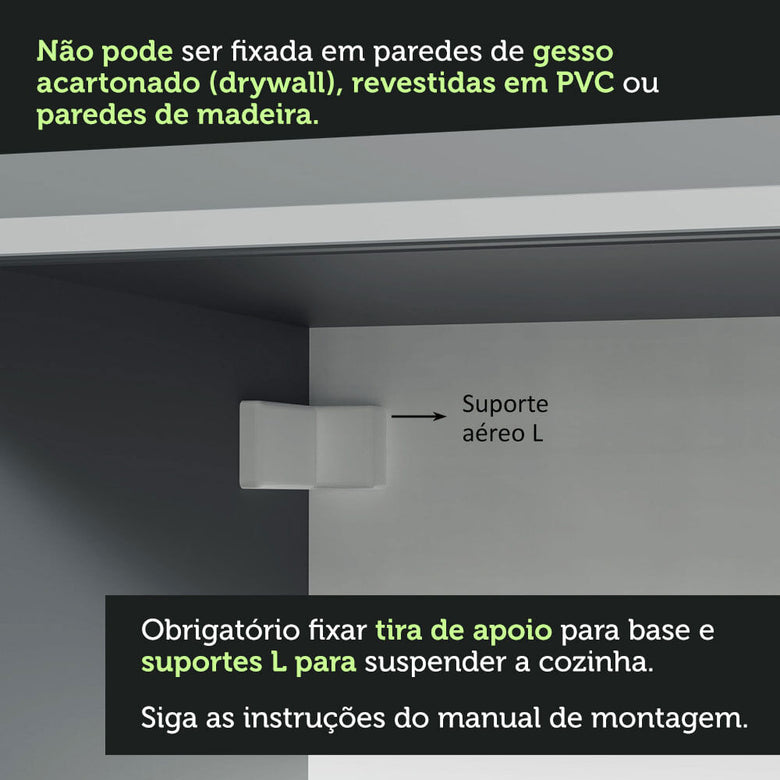 Armário Aéreo 120 x 50 cm 2 Portas Cinza Nice Madesa