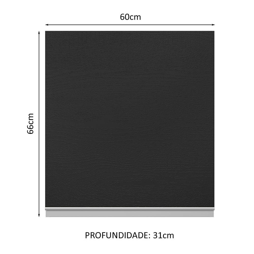 Armário Aéreo 100% MDF 60 cm 1 Porta Branco/Preto Acordes Madesa - Branco/Preto
