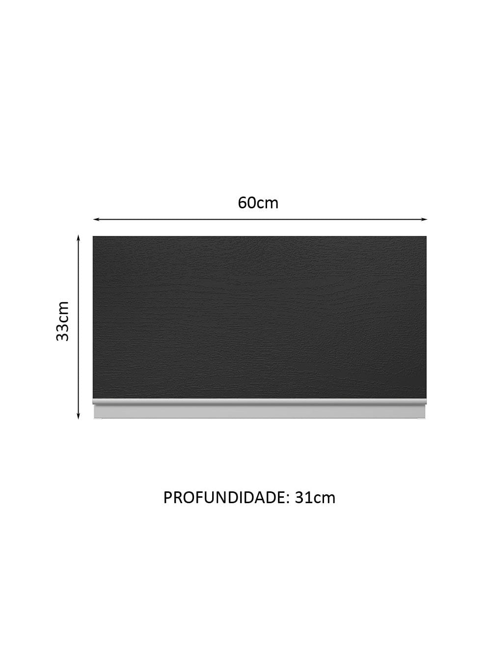 Armário Aéreo 100% MDF 60 cm 1 Porta Basculante Branco/Preto Acordes Madesa - Branco/Preto