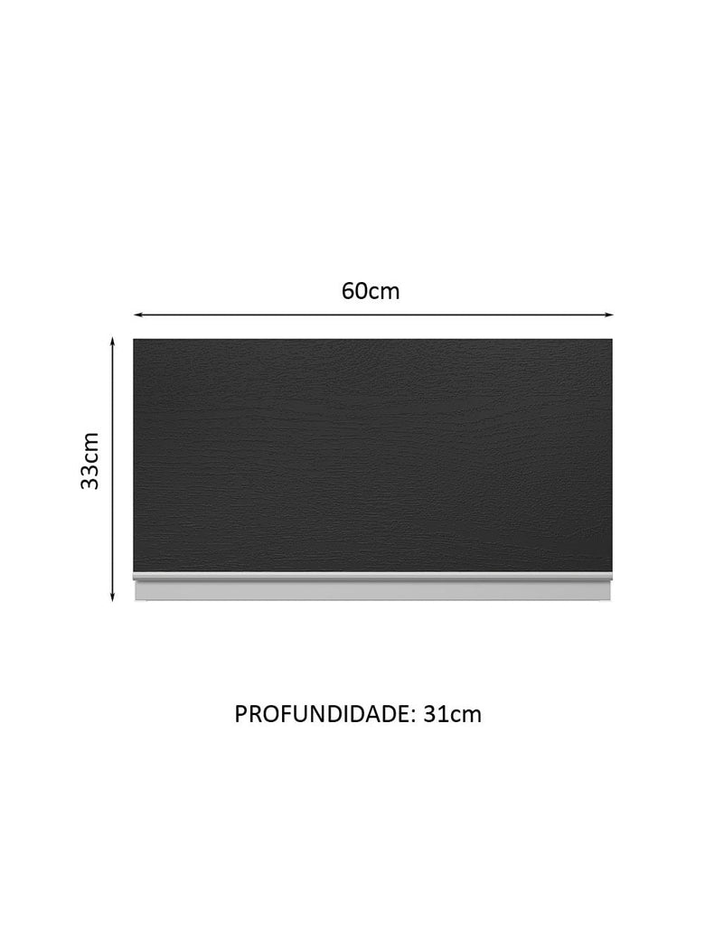 Armário Aéreo 100% MDF 60 cm 1 Porta Basculante Branco/Preto Acordes Madesa