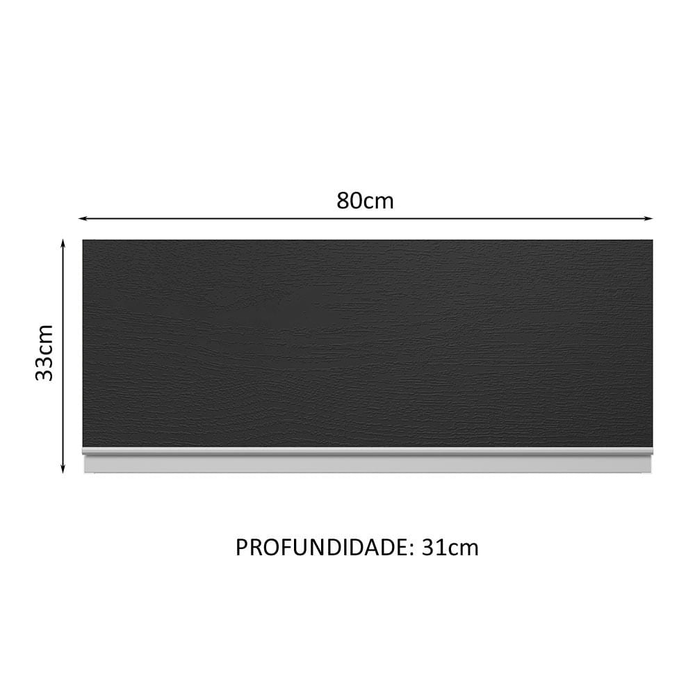 Armário Aéreo 100% MDF 80 cm 1 Porta Basculante Branco/Preto Acordes Madesa - Branco/Preto