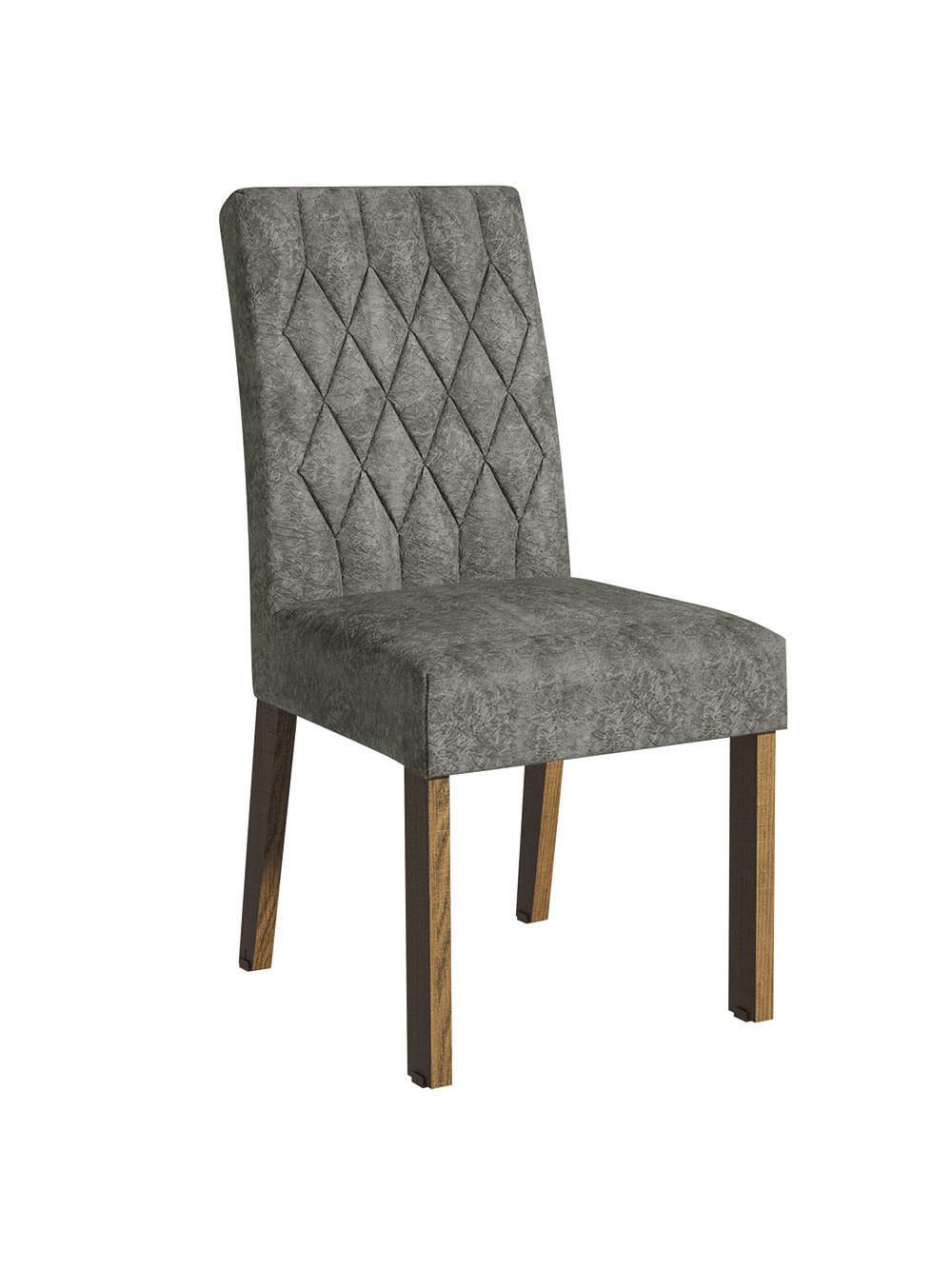 Conjunto Sala de Jantar Mesa Tampo de Vidro 6 Cadeiras Rustic/Cinza/Silver Geórgia Madesa