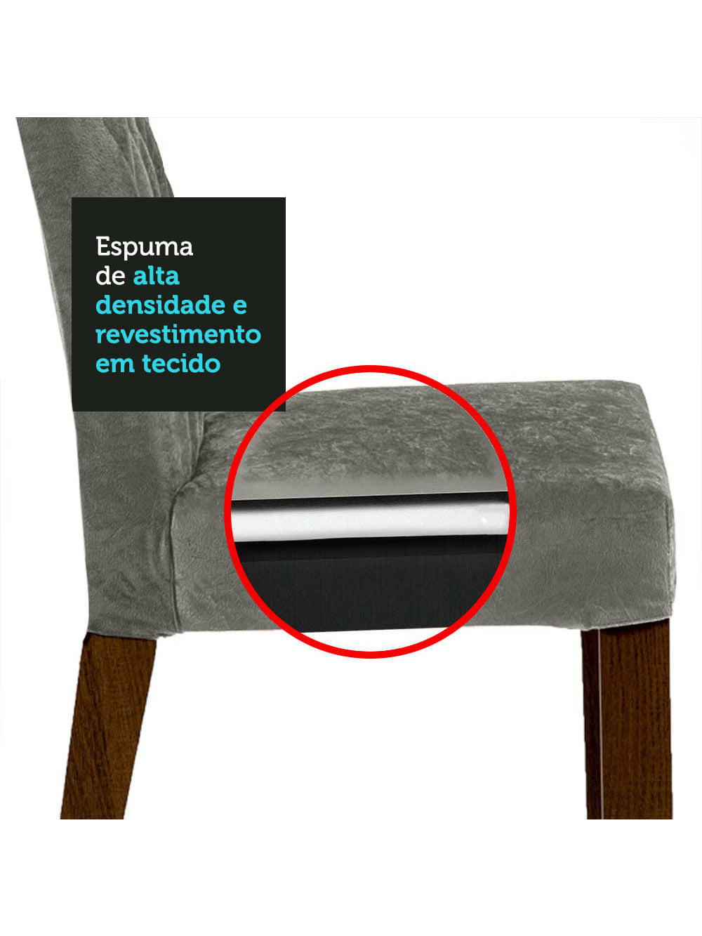 Conjunto Sala de Jantar Mesa Tampo de Vidro 6 Cadeiras Rustic/Cinza/Silver Geórgia Madesa