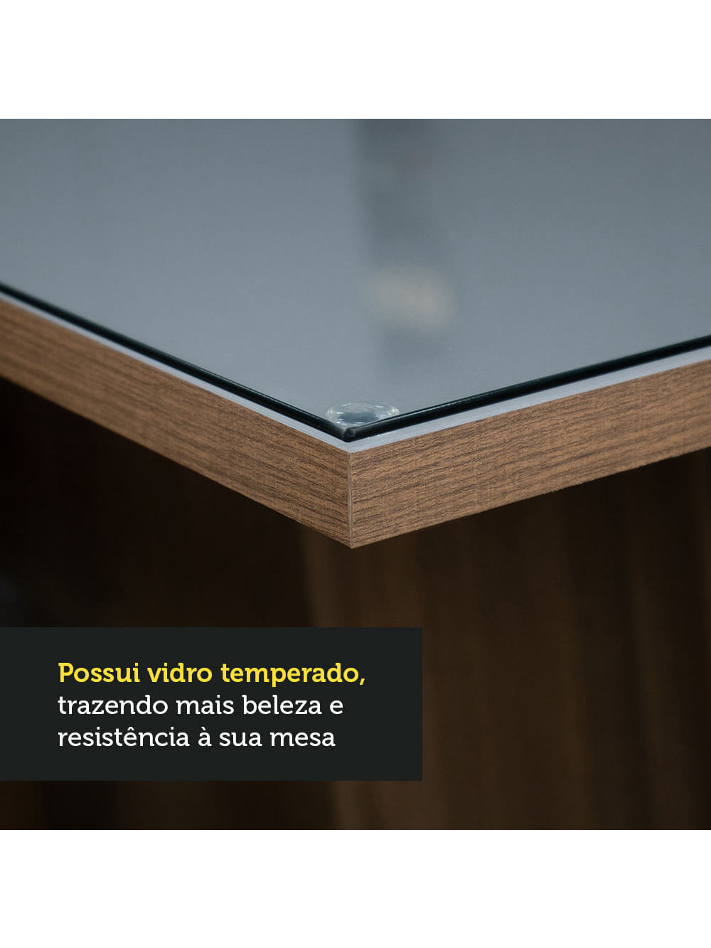 Conjunto Sala de Jantar Mesa Tampo de Vidro 6 Cadeiras Rustic/Cinza/Silver Geórgia Madesa