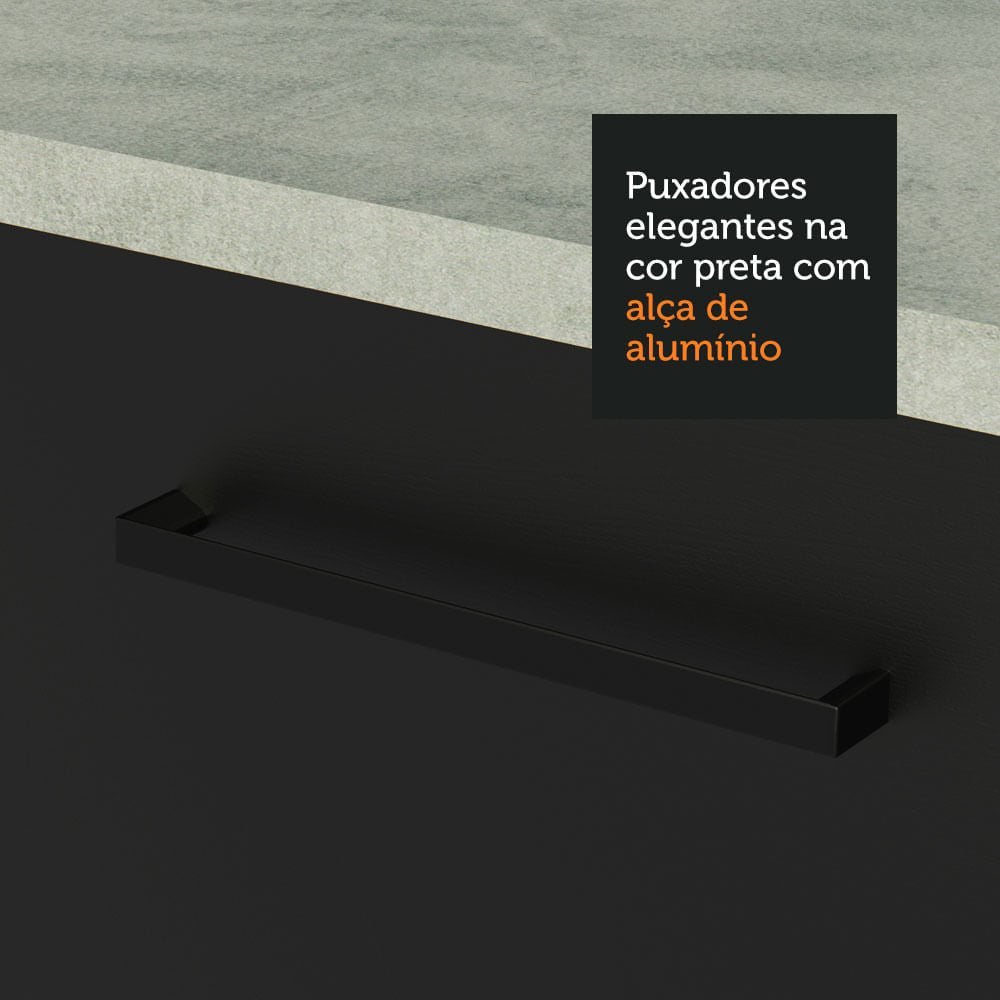 Armário de Cozinha Compacta 180cm Branco/Preto Agata Madesa 09