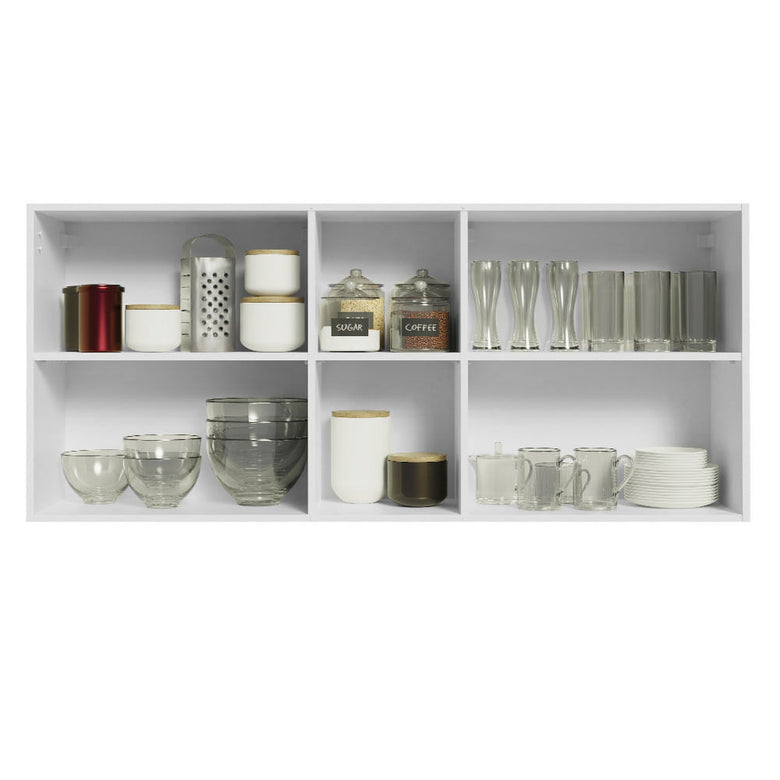 Armário Aéreo 150 cm 2 Portas e 2 Nichos Branco/Crema Agata Madesa