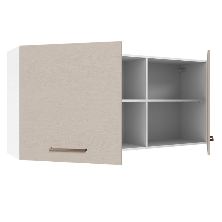 Armário Aéreo 150 cm 2 Portas e 2 Nichos Branco/Crema Agata Madesa