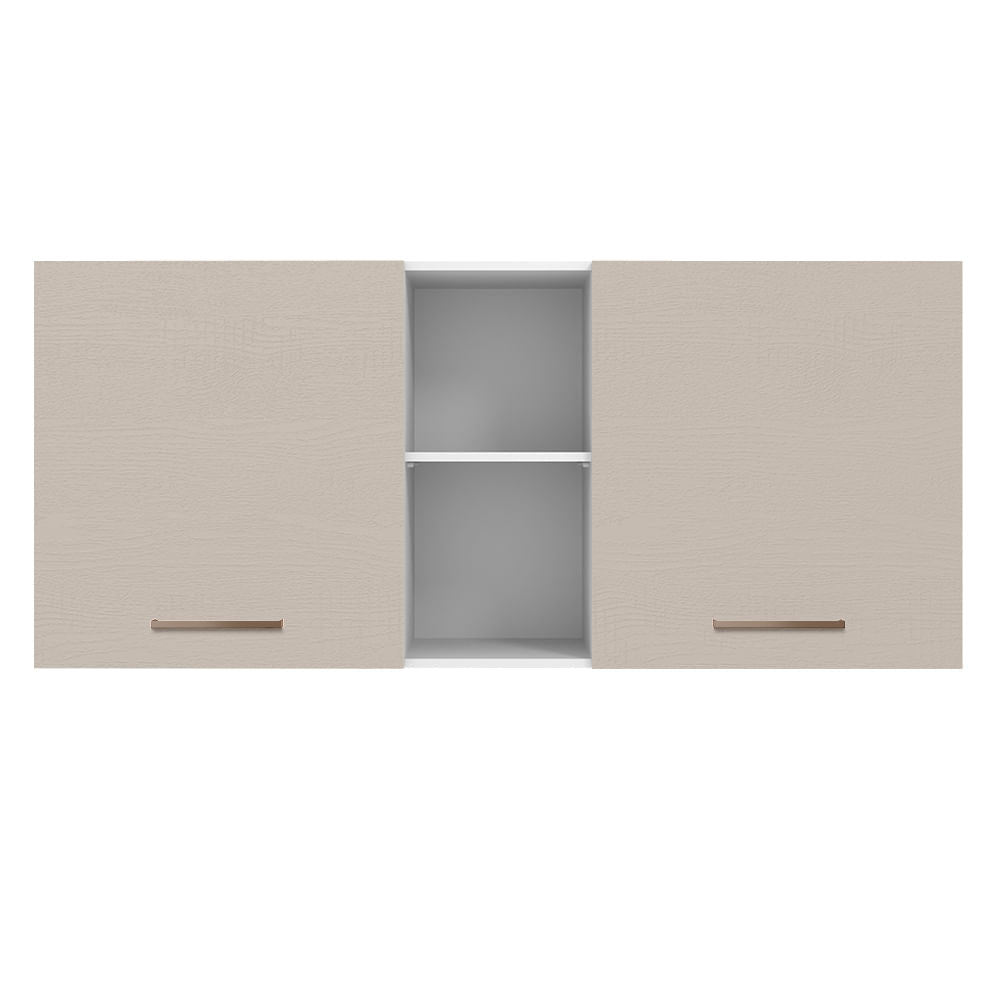 Armário Aéreo 150 cm 2 Portas e 2 Nichos Branco/Crema Agata Madesa