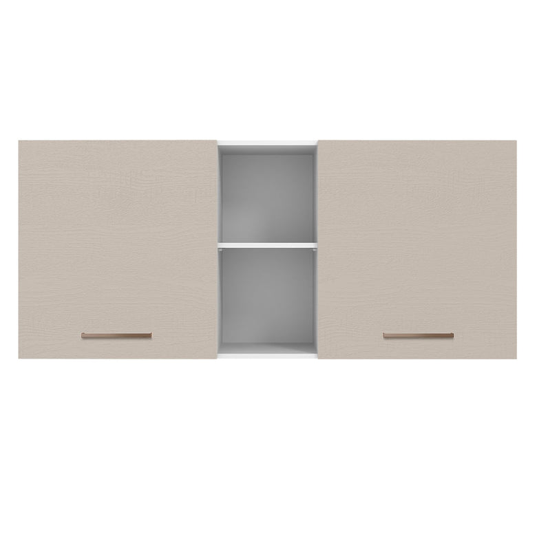 Armário Aéreo 150 cm 2 Portas e 2 Nichos Branco/Crema Agata Madesa