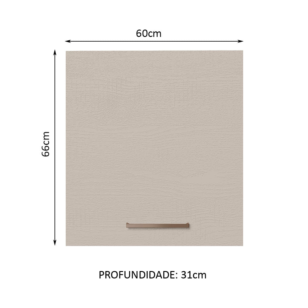 Armário Aéreo 60 cm 1 Porta Branco/Crema Agata Madesa - Branco/Crema