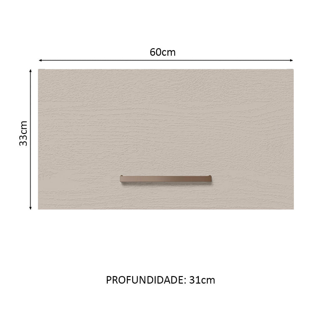 Armário Aéreo 60 cm 1 Porta Basculante Branco/Crema Agata Madesa - Branco/Crema