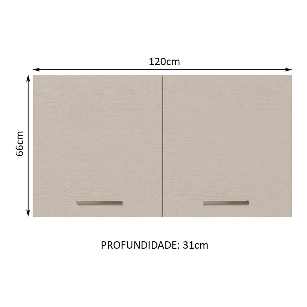 Armário Aéreo 120 cm 2 Portas Rustic/Crema Agata Madesa - Rustic/Crema