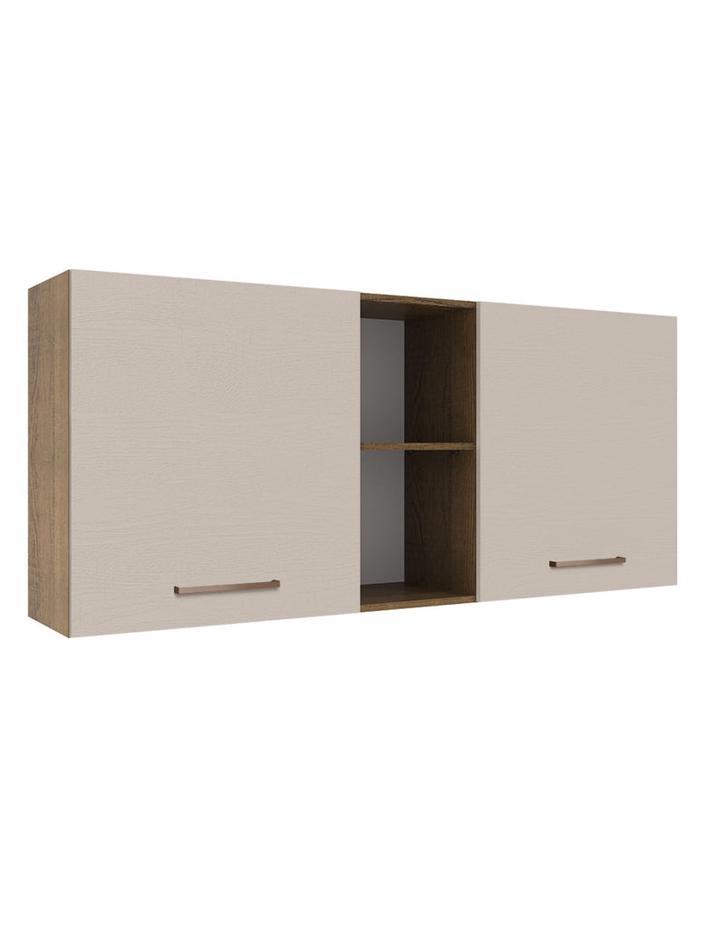 Armário Aéreo 150 cm 2 Portas e 2 Nichos Rustic/Crema Agata Madesa