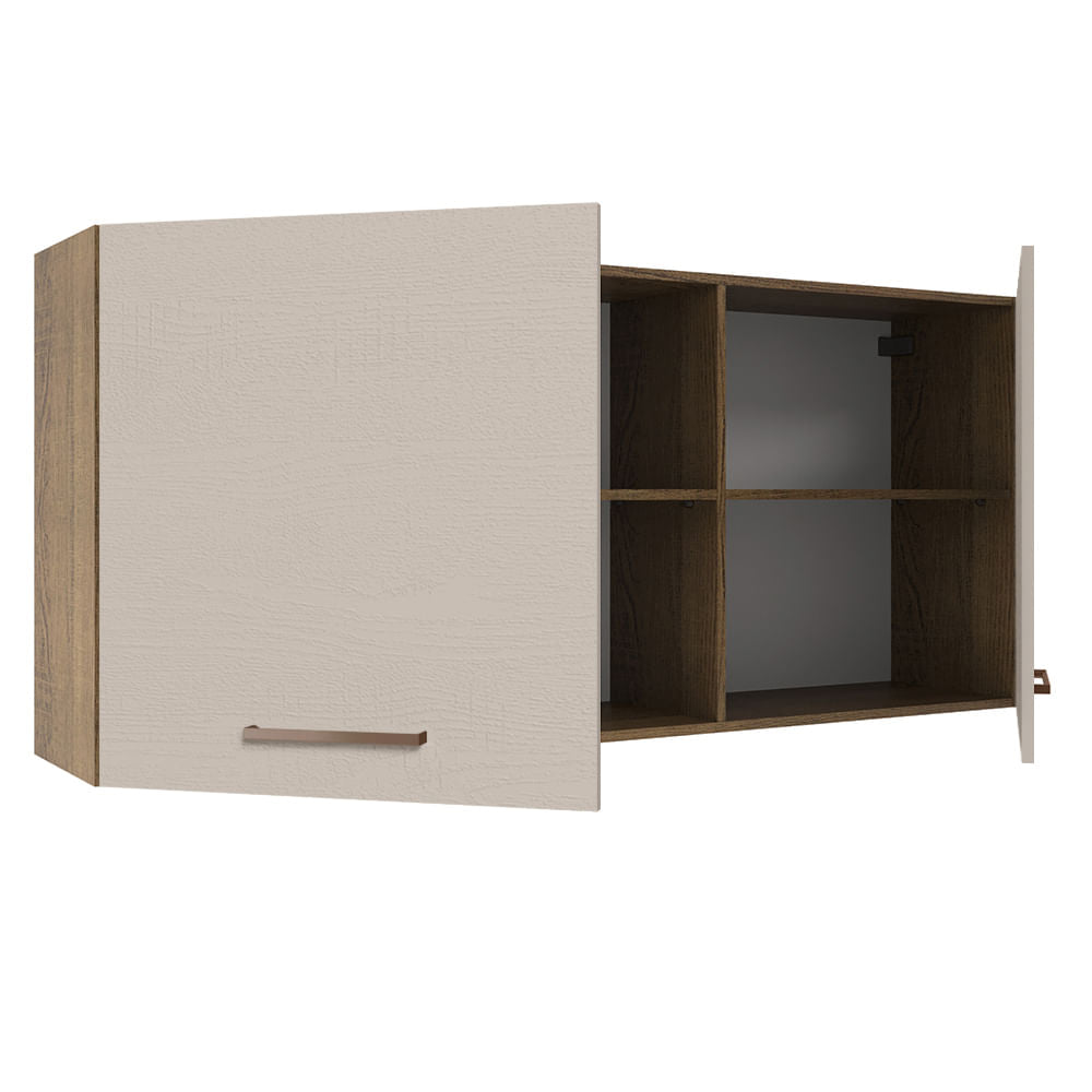 Armário Aéreo 150 cm 2 Portas e 2 Nichos Rustic/Crema Agata Madesa