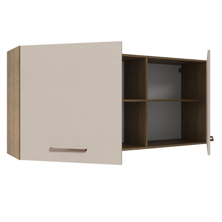 Armário Aéreo 150 cm 2 Portas e 2 Nichos Rustic/Crema Agata Madesa