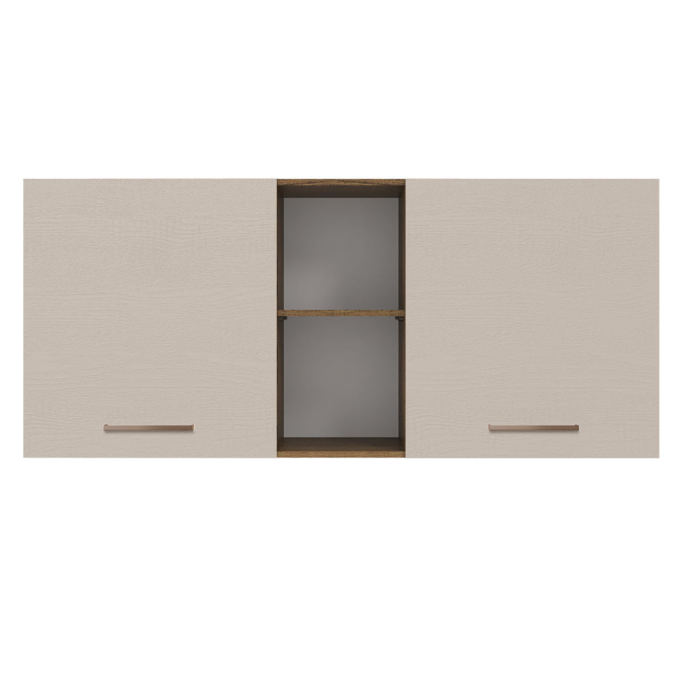 Armário Aéreo 150 cm 2 Portas e 2 Nichos Rustic/Crema Agata Madesa