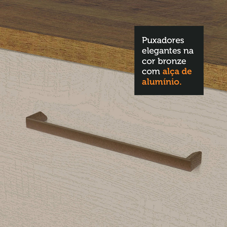 Armário Aéreo 150 cm 2 Portas e 2 Nichos Rustic/Crema Agata Madesa
