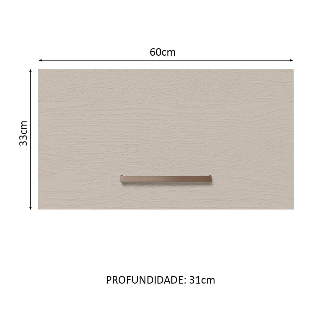 Armário Aéreo 60 cm 1 Porta Basculante Rustic/Crema Agata Madesa - Rustic/Crema