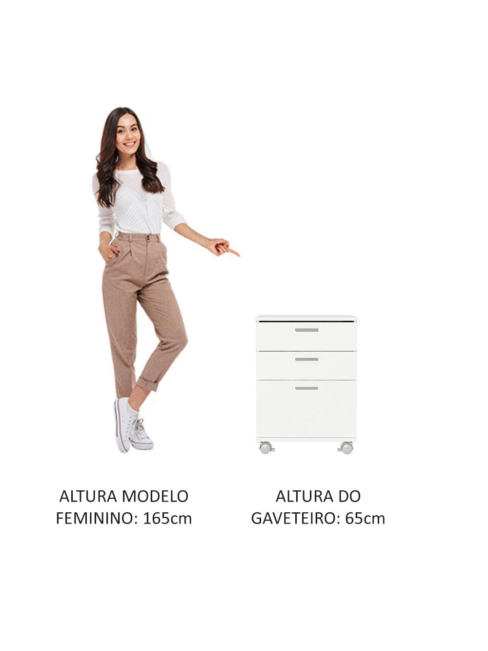 Gaveteiro para Banheiro Branco com 3 Gavetas e Rodinhas Madesa