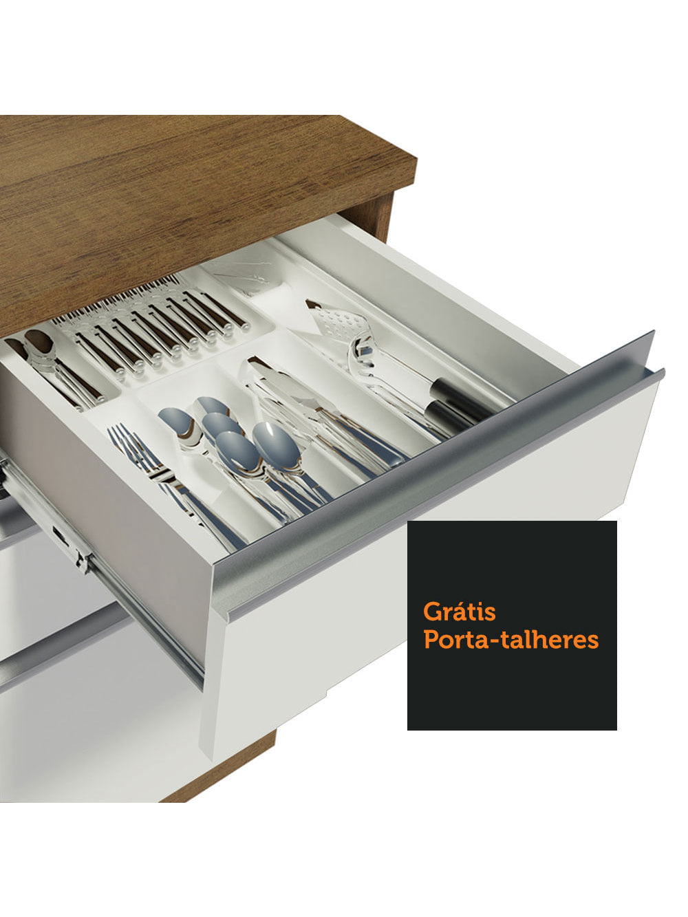 Armário de Cozinha Completa 220cm Rustic/Branco Glamy Madesa 01