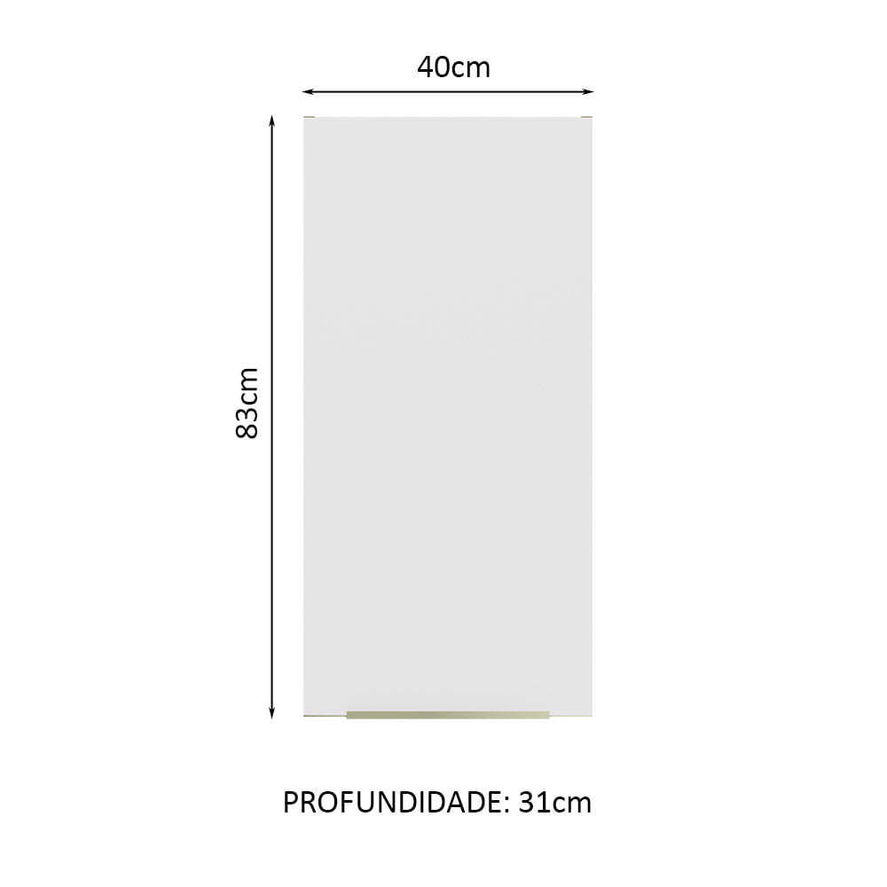 Armário Aéreo 40 x 83 cm 1 Porta Rustic/Branco Veludo Lux Madesa - Rustic/Branco Veludo