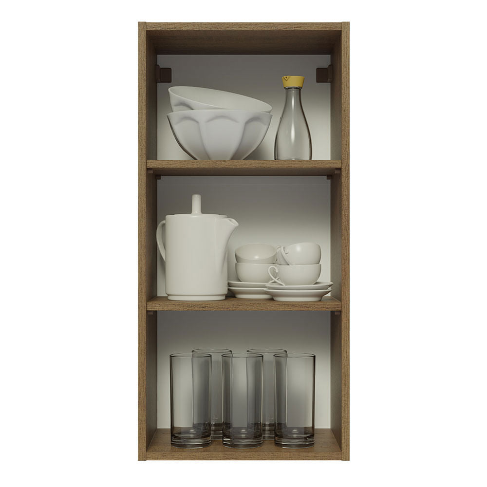 Armário Aéreo 40 x 83 cm 1 Porta Rustic/Branco Veludo Lux Madesa