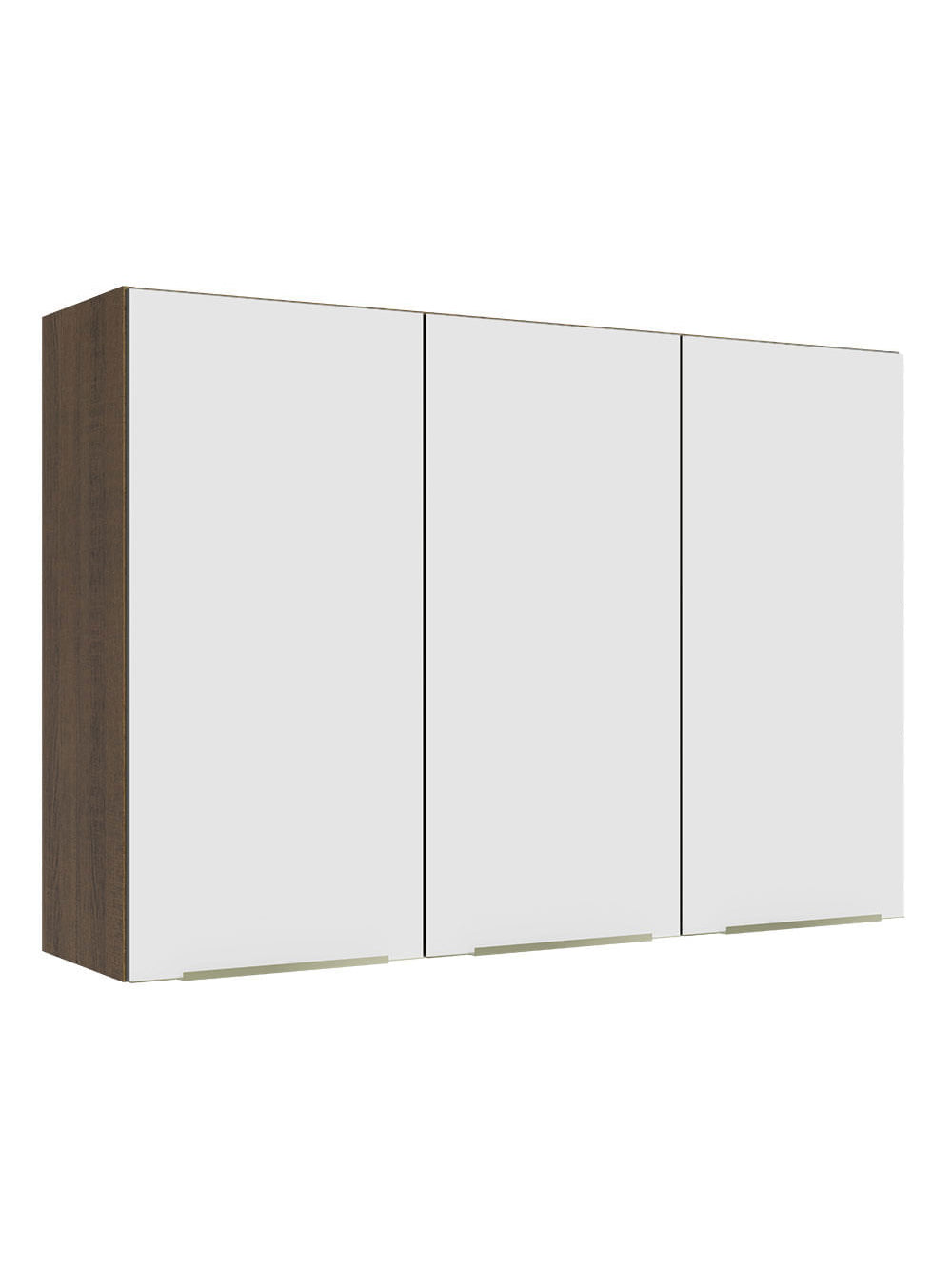 Armário Aéreo 120 cm 3 Portas Rustic/Branco Veludo Lux Madesa - Rustic/Branco Veludo