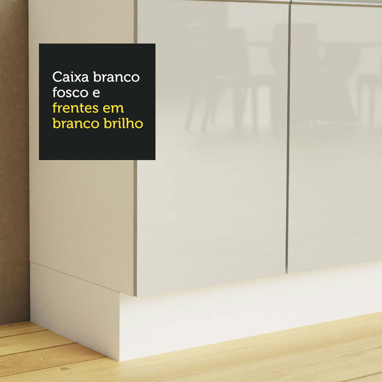 Armário Aéreo 100% MDF 35 cm 1 Porta Branco Brilho Acordes Madesa
